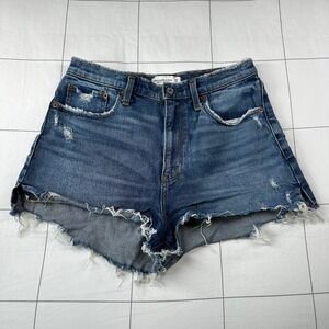 Abercrombie & Fitch Shorts Womens 29 Blue High Rise Mom Curve Love Distressed